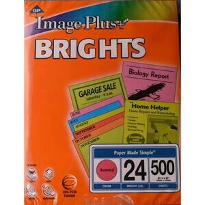 Brights Colored Paper, 8-1/2 x 11, Assortment, 500 Sheets 24 Lb Georgia Pacific